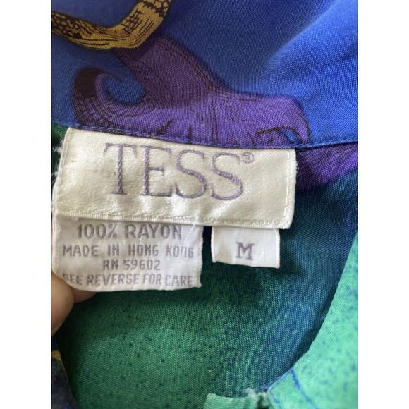 VTG TESS Colorful Abstract Floral Women’s Polyester Long Sleeves Blouse M - Picture 3 of 6